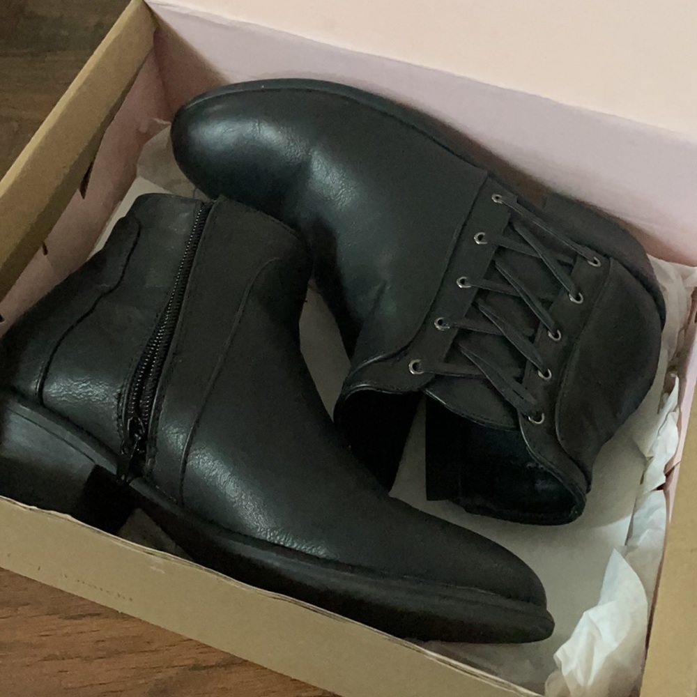 Charlotte Rusee black low heel booties